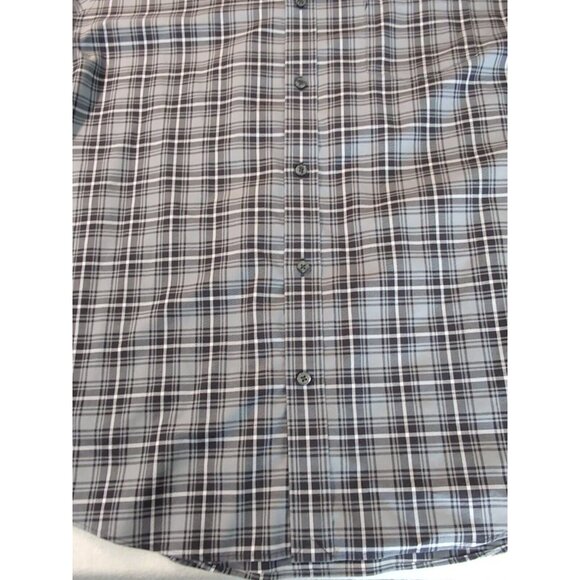 Lands End Gray Plaid Tailored Fit Button Down Long Sleeve 16 1/2 No iron Twill - Picture 3 of 9